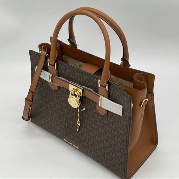 Michael Kors Medium Hamilton Satchel Bag Brown - Picture 7 of 13